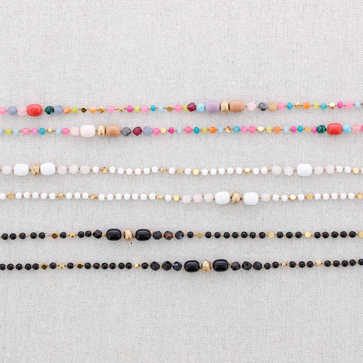La Cuerda De Sol - Wholesale Beaded/Pearl Necklace - Long Steel Stone Necklace