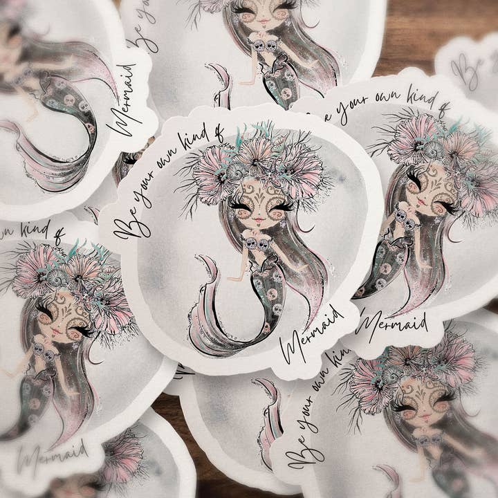Be Your Own Kind of Mermaid Waterproof Vinyl Sticker for wholesale by Heirloom Ink