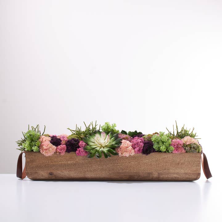 Wooden Trough Sedum for wholesale by Fauxever Florals