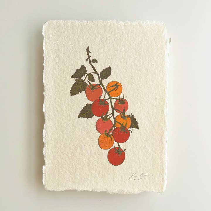 Tomatenrank Erfgoed Kunst Afdruk op Handgeschept Papier voor wholesale door Kaari & Co.
