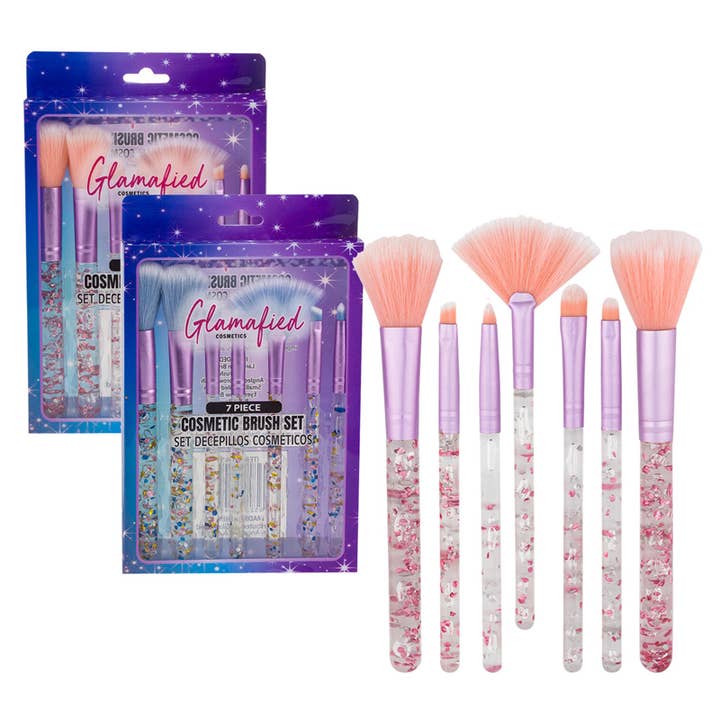 Deluxe Import Trading – wholesale Make-up brush set – GLAMAFIED COSMETIC BRUSH SET - 7 PIECES MULTICOLOR ASSORTED