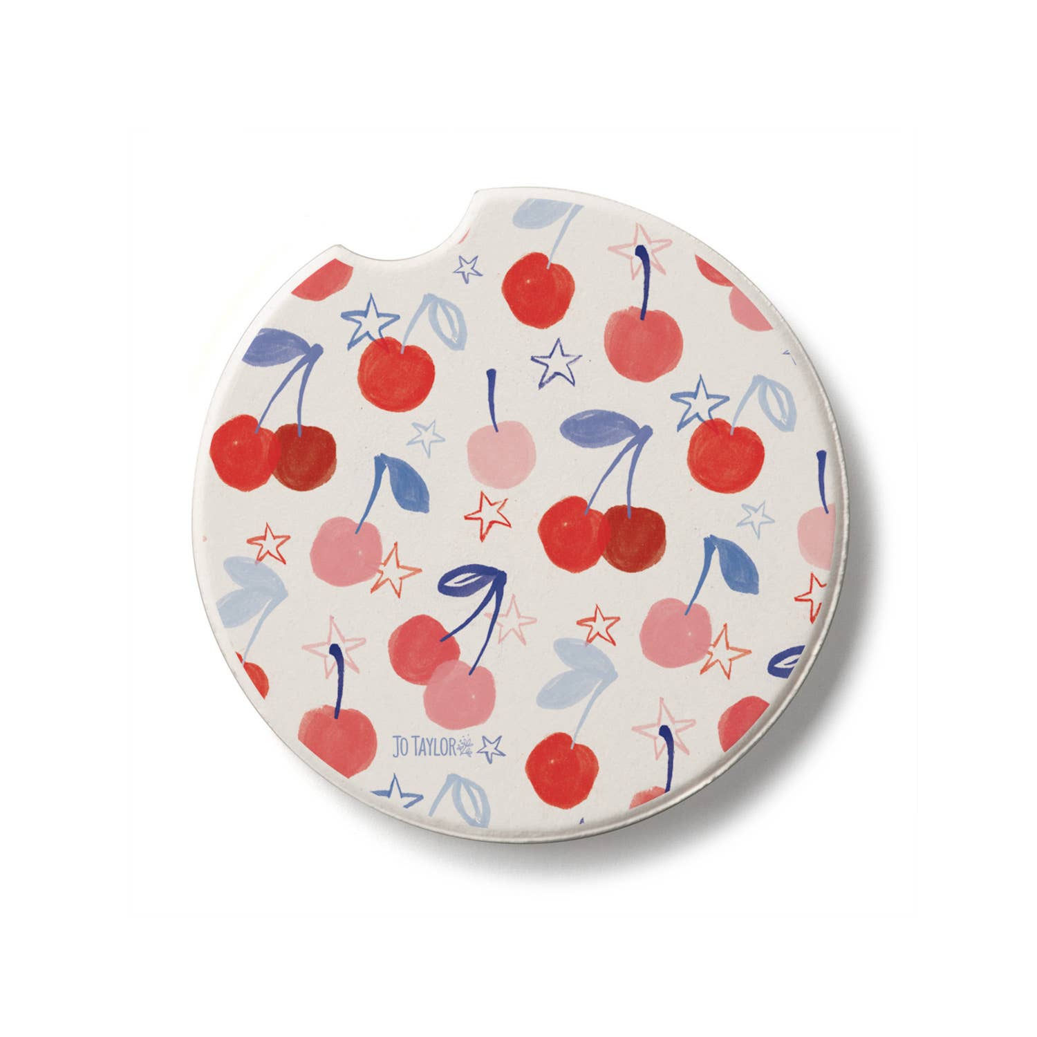 CounterArt/Highland Home/Thirstystone – Engroshandel Kopunderlag til bil – unisex – "Cherry Stars" Absorberende Sten Bil Coaster 1 stk