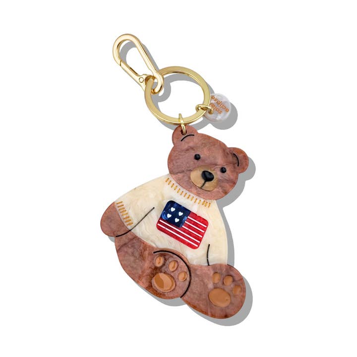 Solar Eclipse - Wholesale Keychain - Women's - Hand-painted Americana Teddy Bear Bag Charm + Keychain0