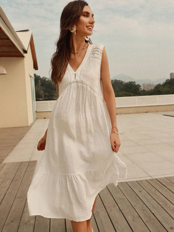 Gaby | Midi-Nachthemdkleid aus Hanf-Leinen für den Großhandel von Frieeah