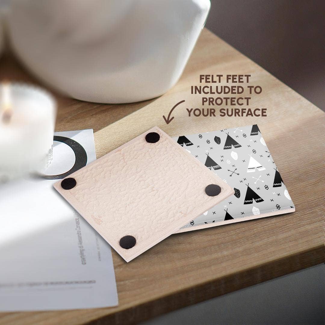 3dRose - Wholesale Coasters - 3dRose, Tribal Teepee Black Gray White, Coaster3