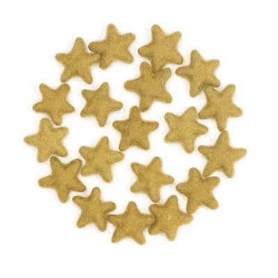 Felt Stars Gold 3-4 cm - 10 pcs for wholesale by The Felt Pod