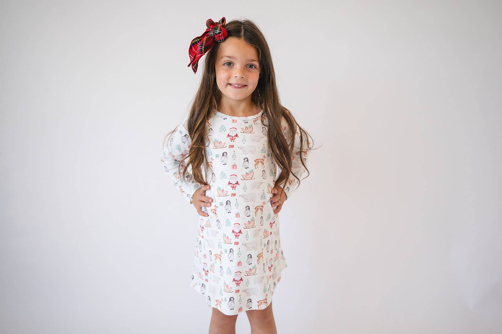 Gaia Baby Goods - Wholesale Dress - Kids - Organic Cotton Toddler Dress in Holiday Santa Print