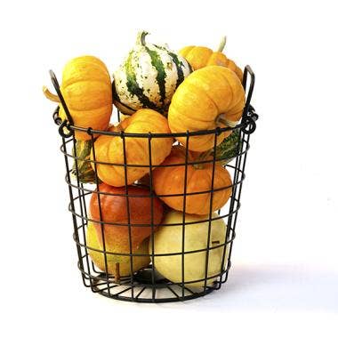8 inch round wire basket with folding side handles for wholesale by Buhi Imports
