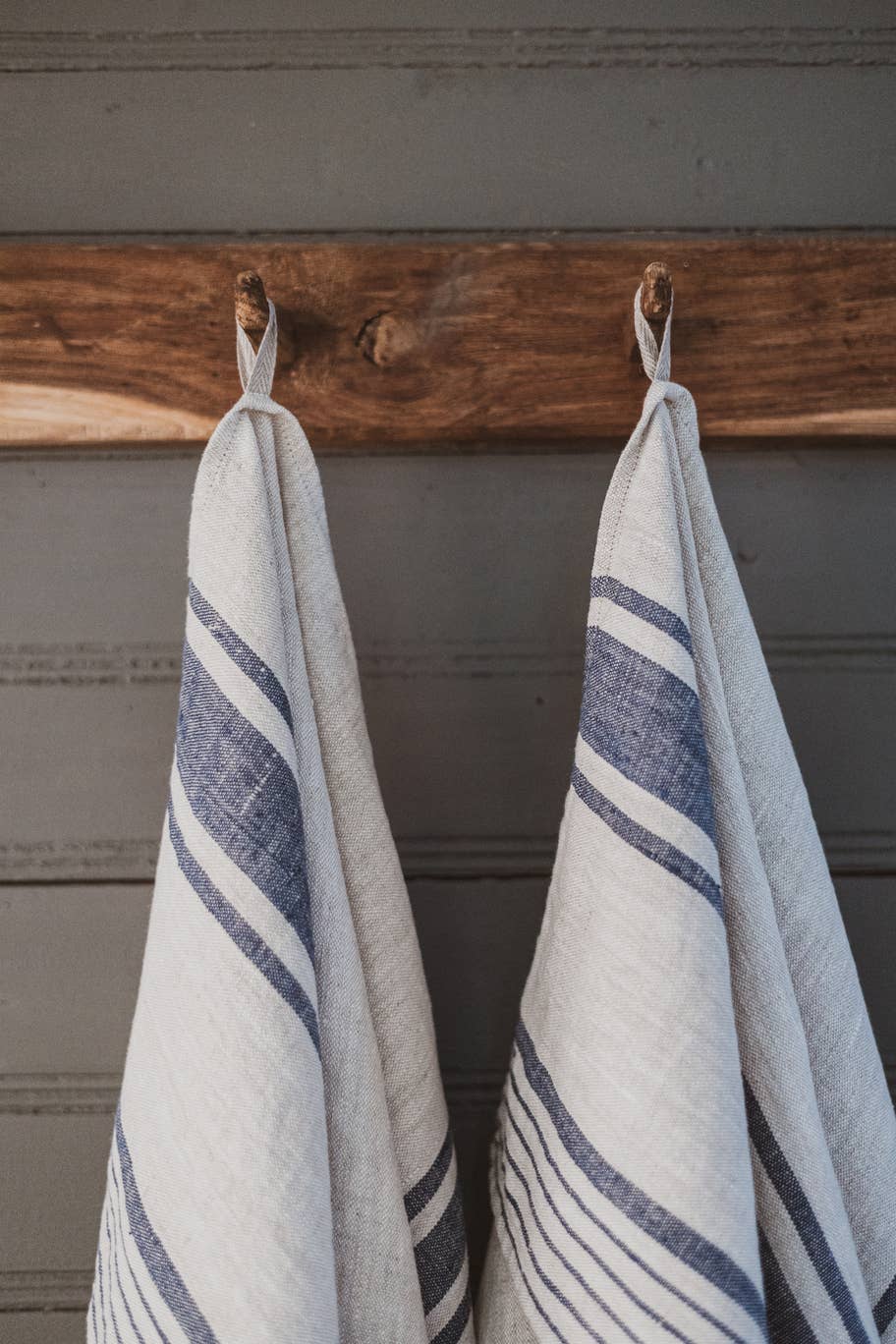 Natural Dark Blue Stripes French style Linen Kitchen Towels   for wholesale on Faire2
