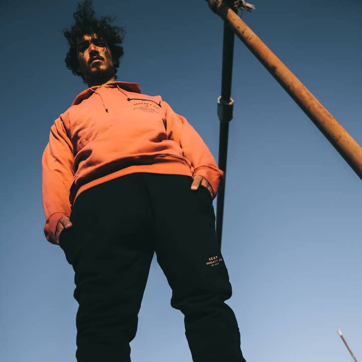 Calça de moletom preta com certificação GOTS por atacado de SEAY