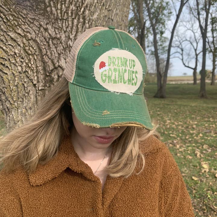 BohoGroove - Wholesale Baseball Cap - Women's - Drink Up Grinches Hat, Christmas Hat, Girlfriends Hat14