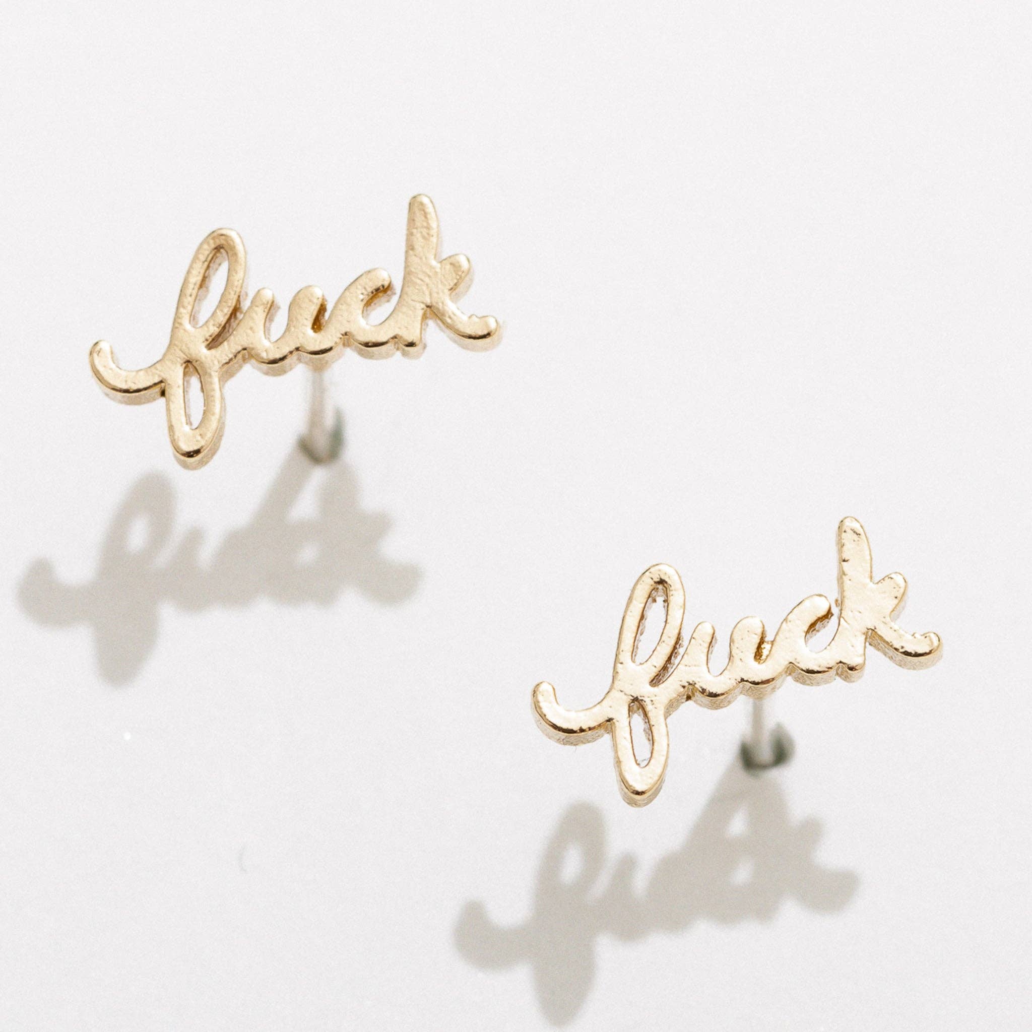 Larissa Loden - Vente Clous d'oreille - Boucle d'oreille Fuck Script Stud - Plaqué argent ou or, Simple/Paire0