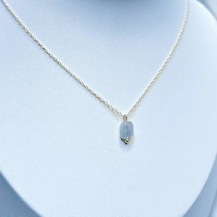 Rectangular Aquamarine Necklace for wholesale by Nayame Paris