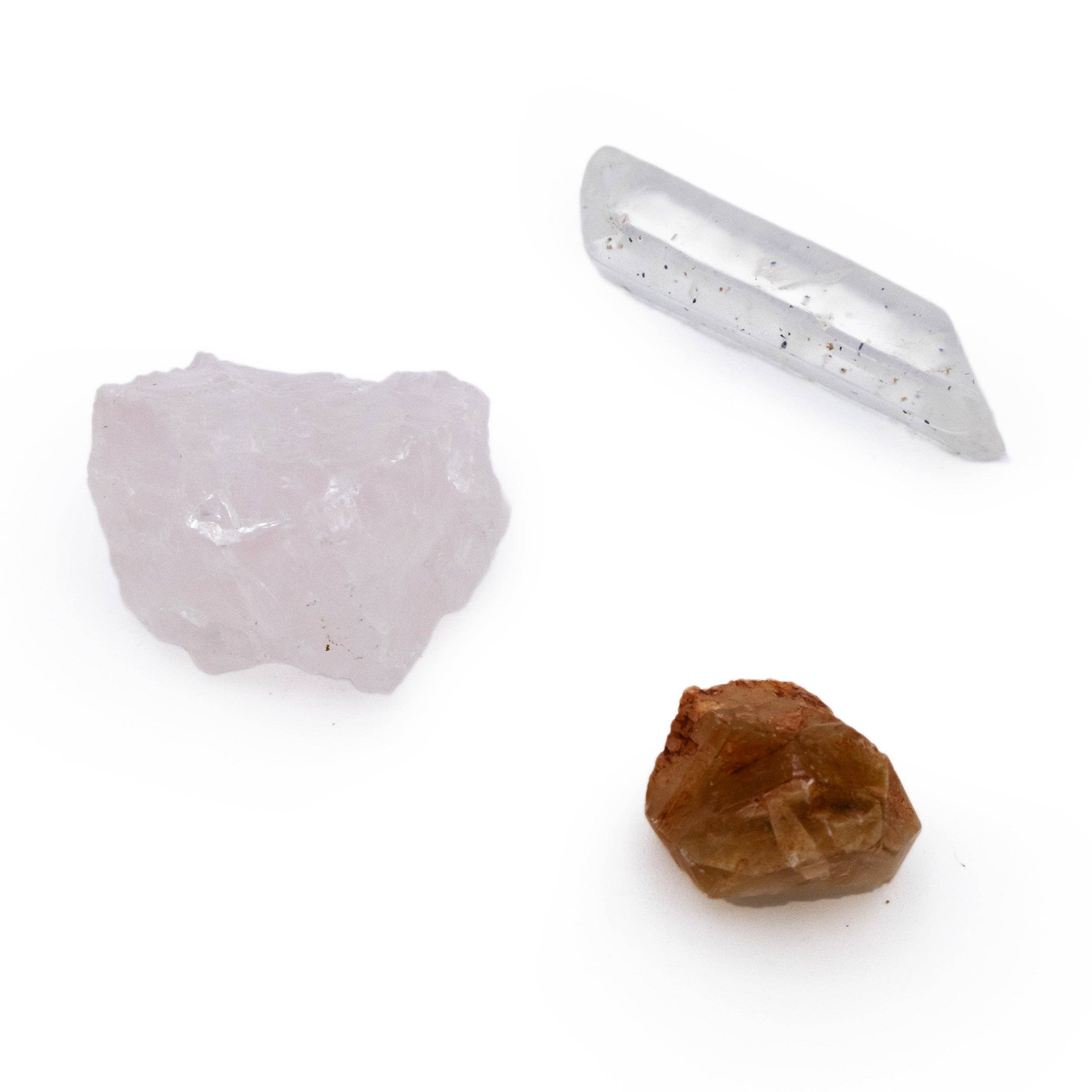 Robert Frederick Ltd - Wholesale Meditation Supplies - Willow and Belle Green Ombre Candle & Crystal Set - Includes Two Twisted Candles and Three Crystal Stones5