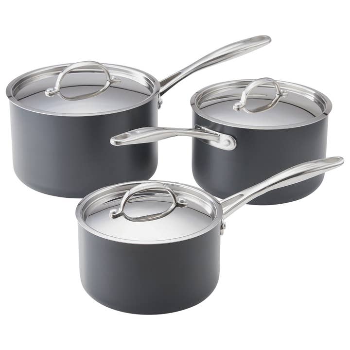 Stellar Hard Anodised, 3 Piece Saucepan Set, Non-Stick for wholesale by Stellar