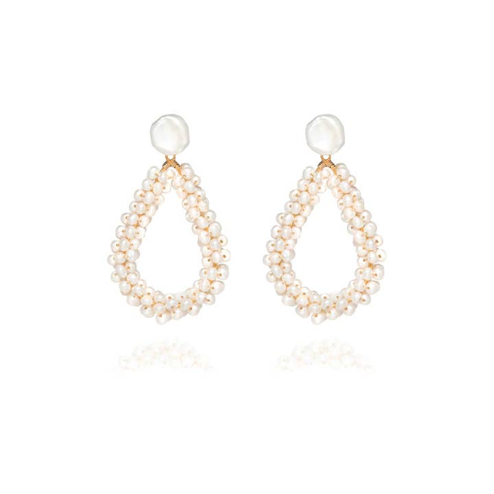 Polynesia Keshi Pearl 14k Gold Earrings for wholesale by Ella Palm