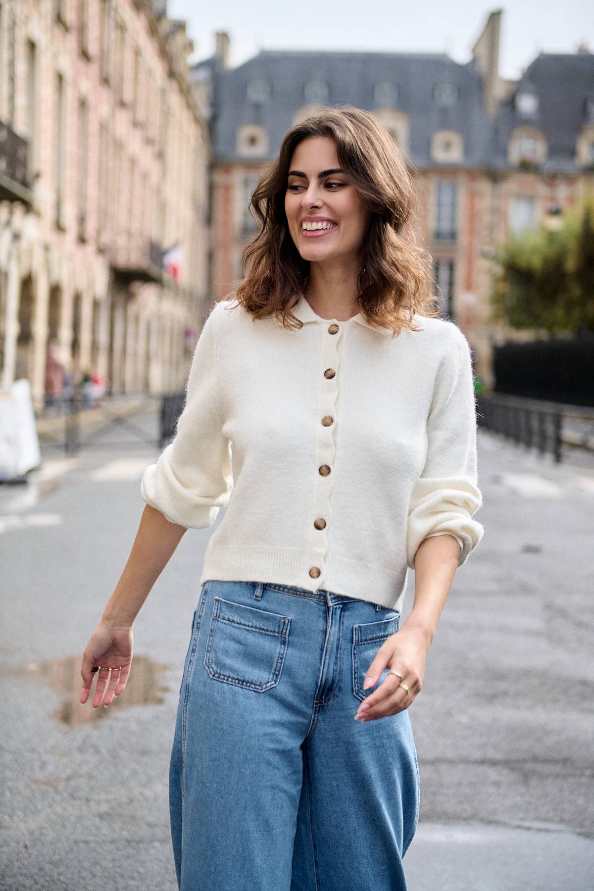 Nathael Paris – Cardigan - Mulher por atacado – Cardigã de alpaca e lã com gola festonada6