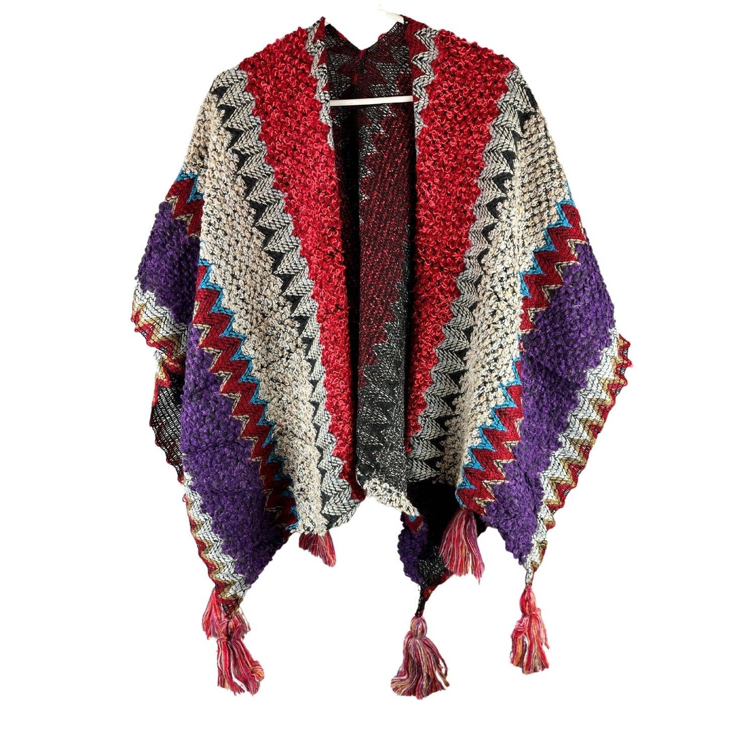 ZKY Wholesale - Venta al por mayor Poncho - Mujer - Chal étnico con flecos en forma de poncho, capa y cárdigan3