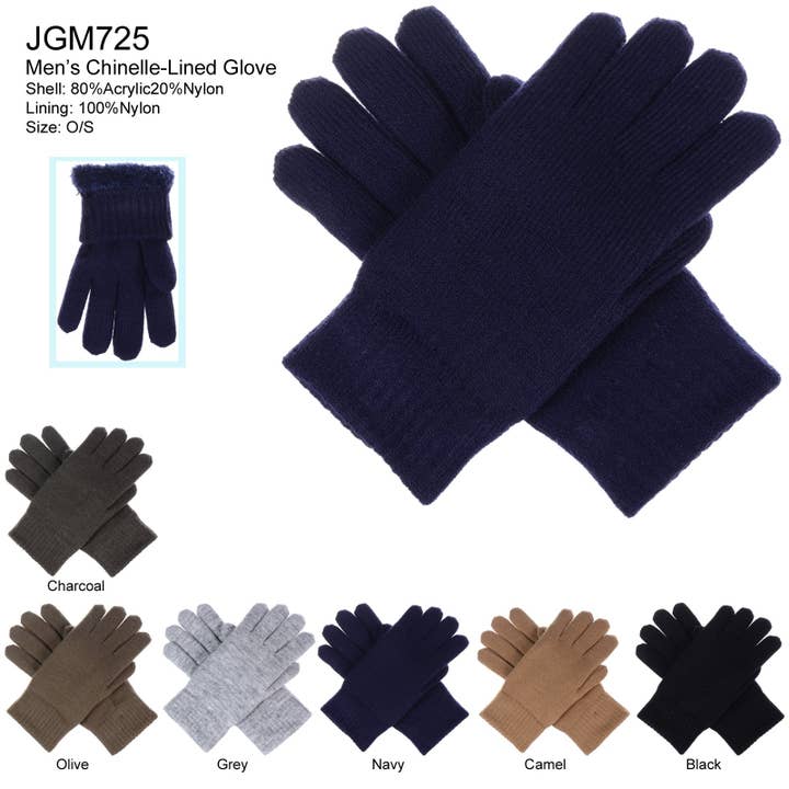Jgm725 - One Dozen Guanti da uomo foderati in chinelle per la vendita all'ingrosso da parte di Jasper Trading LLC