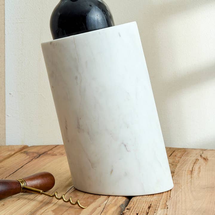 Edele White Marble Wine Bottle Holder for wholesale by What a Host Home
