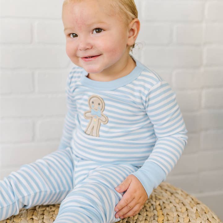 Gingerbread Land Long Pajamas - Blue for wholesale on Faire1