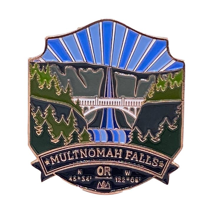 Cataratas Multnomah - Pin de Esmalte Grande para venta al por mayor de Landmarks Unlimited