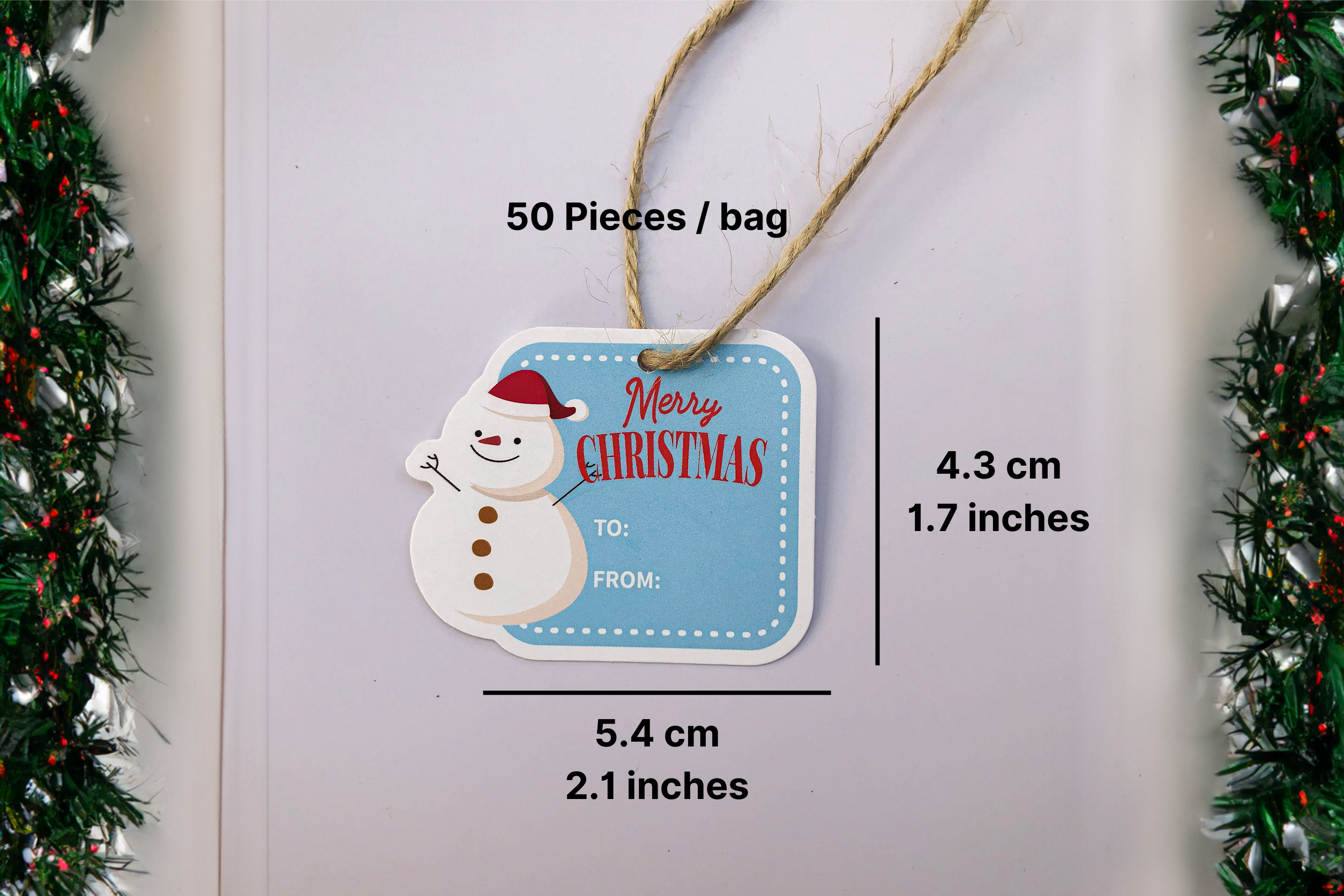 Plantish - Wholesale Gift Tag Label - Frosty Blue Christmas Tag, Sticker | Christmas Card & Label12