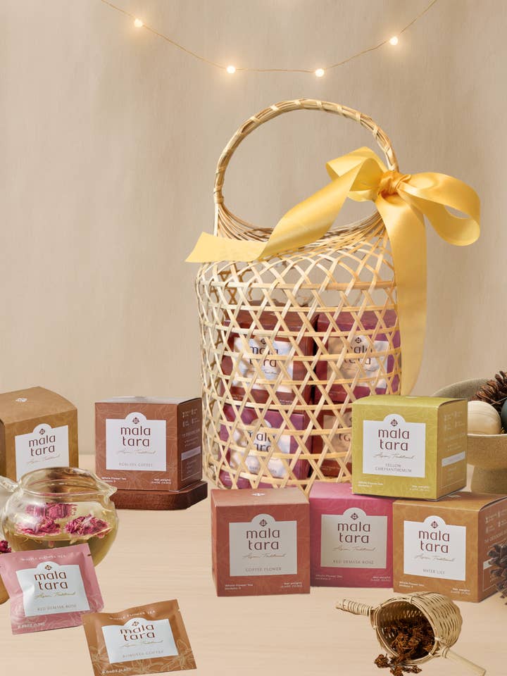 Grand Tea Celebration Gift Basket for wholesale by Mala Tara
