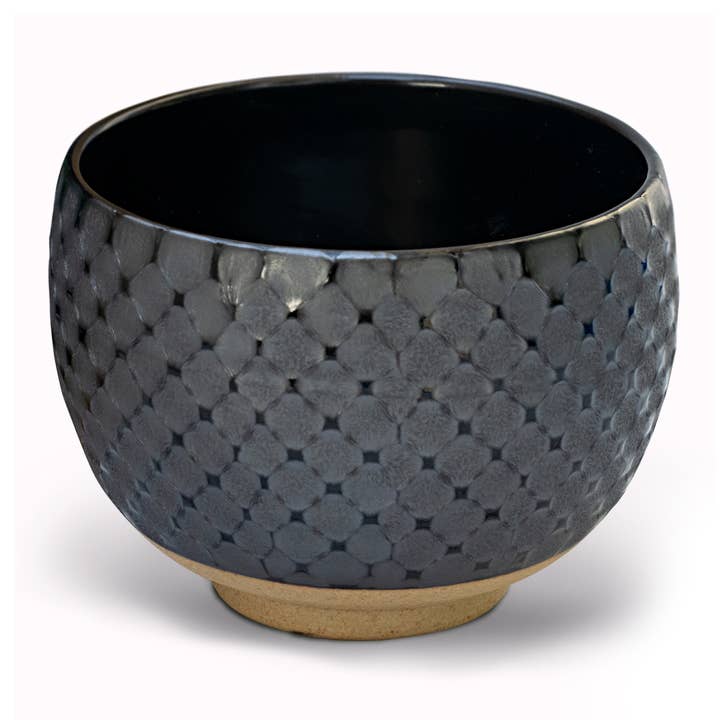 Aprikalife - Wholesale Bowl - Handmade Japanese Gray Matcha Tea Bowl with Black Pattern