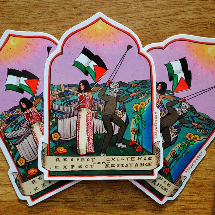 Respect Existence Palestine Sticker for wholesale by Nada's Ink