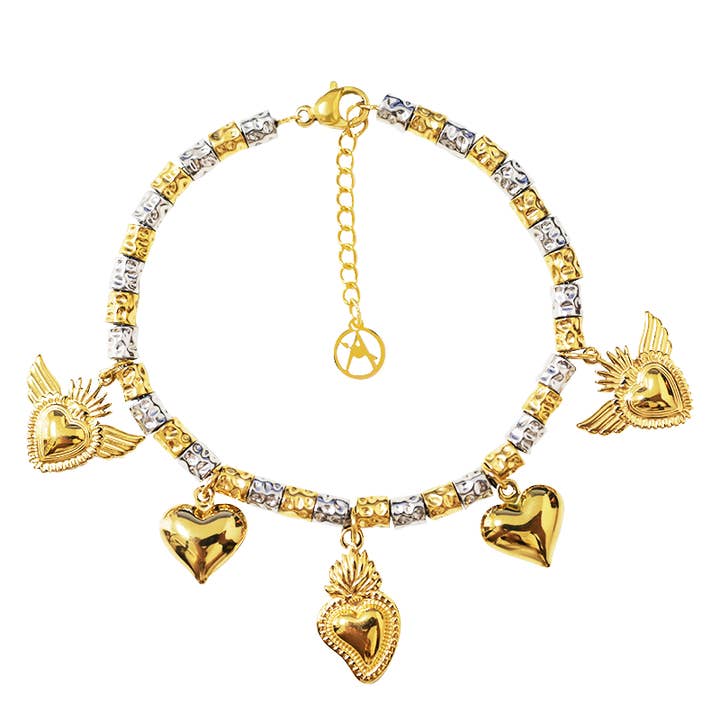 AMORINO SRL - Wholesale Charm/Dangle Bracelet - PEPITA BRACELET WITH LOVE & SACRED HEART CHARMS -FJ24116B874