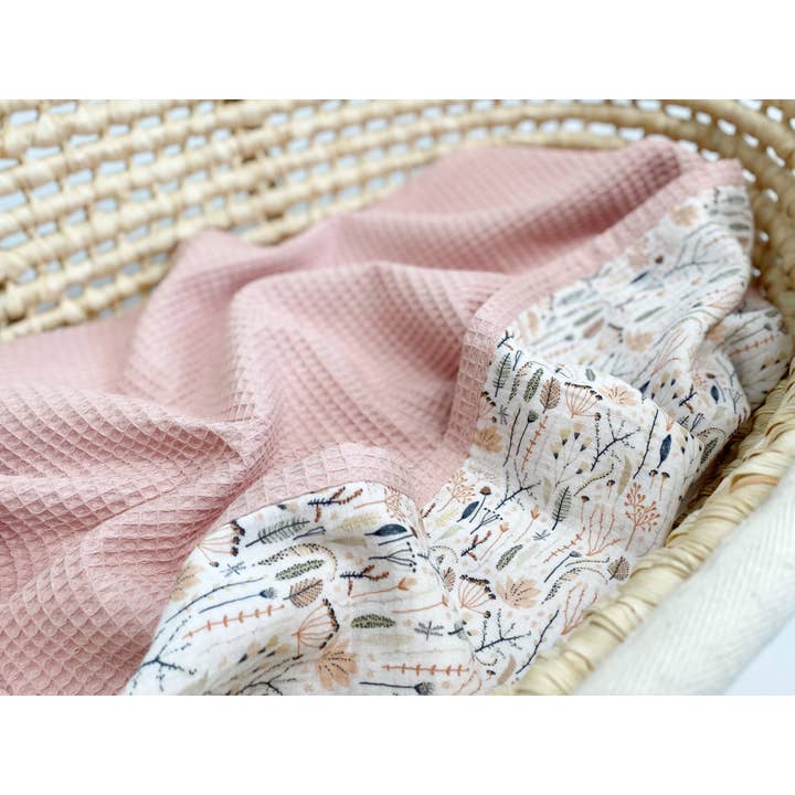 Newborn blanket - nude pink meadow for wholesale by Natural Cuddles