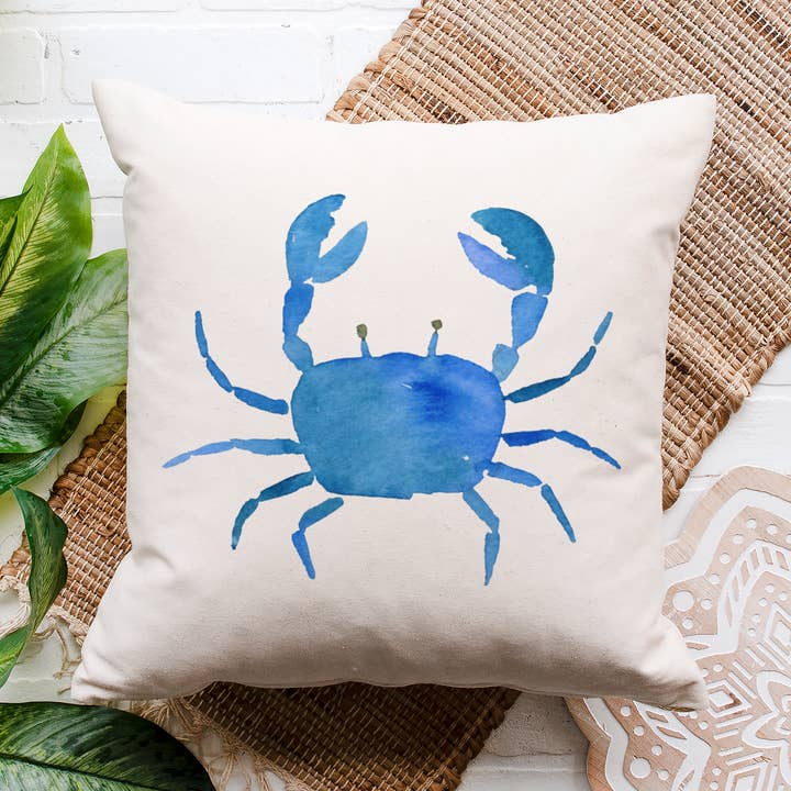 Funda de almohada de cangrejo azul acuarela para venta al por mayor de Love You a Latte Shop