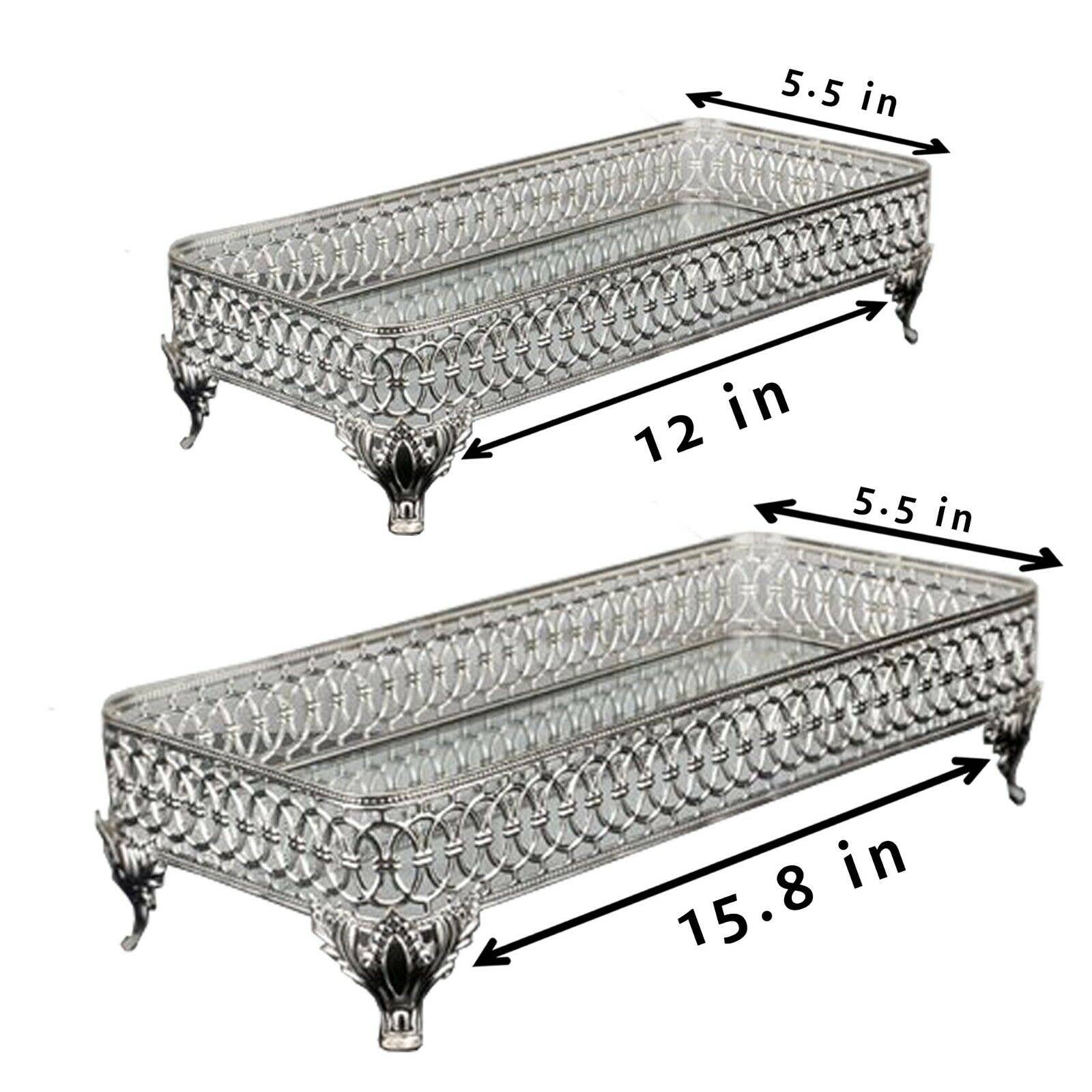 Hakan - Wholesale Decorative Tray - Rectangle Mirror Gold Perfume Holder Organizer7