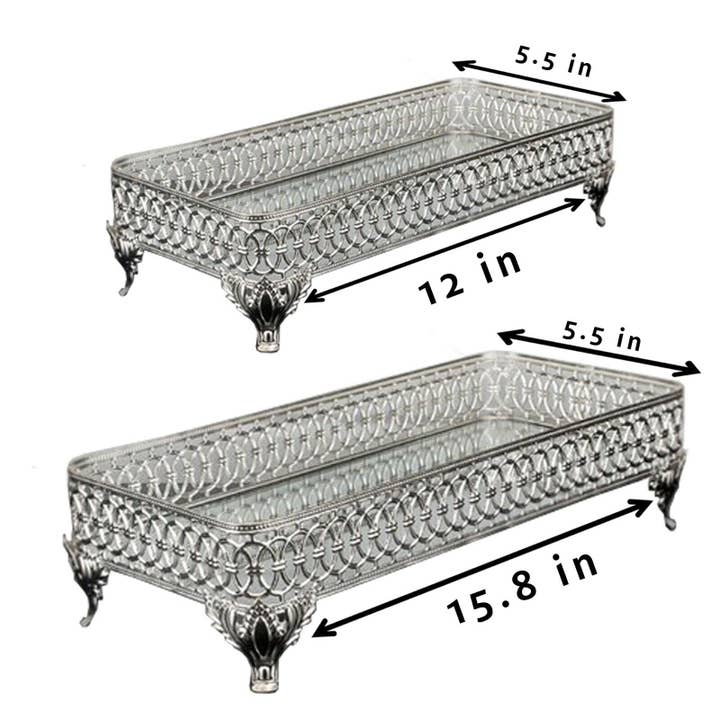 Hakan - Wholesale Decorative Tray - Rectangle Mirror Gold Perfume Holder Organizer7