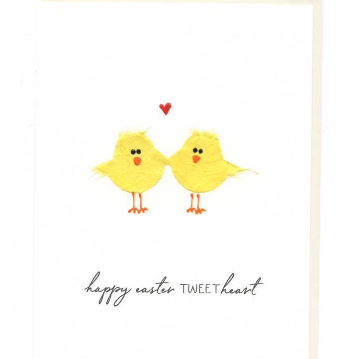 FLAUNT HANDMADE CORRESPONDENCES - Wholesale Easter Card - "Happy Easter Tweetheart" 2 Yellow Birds0