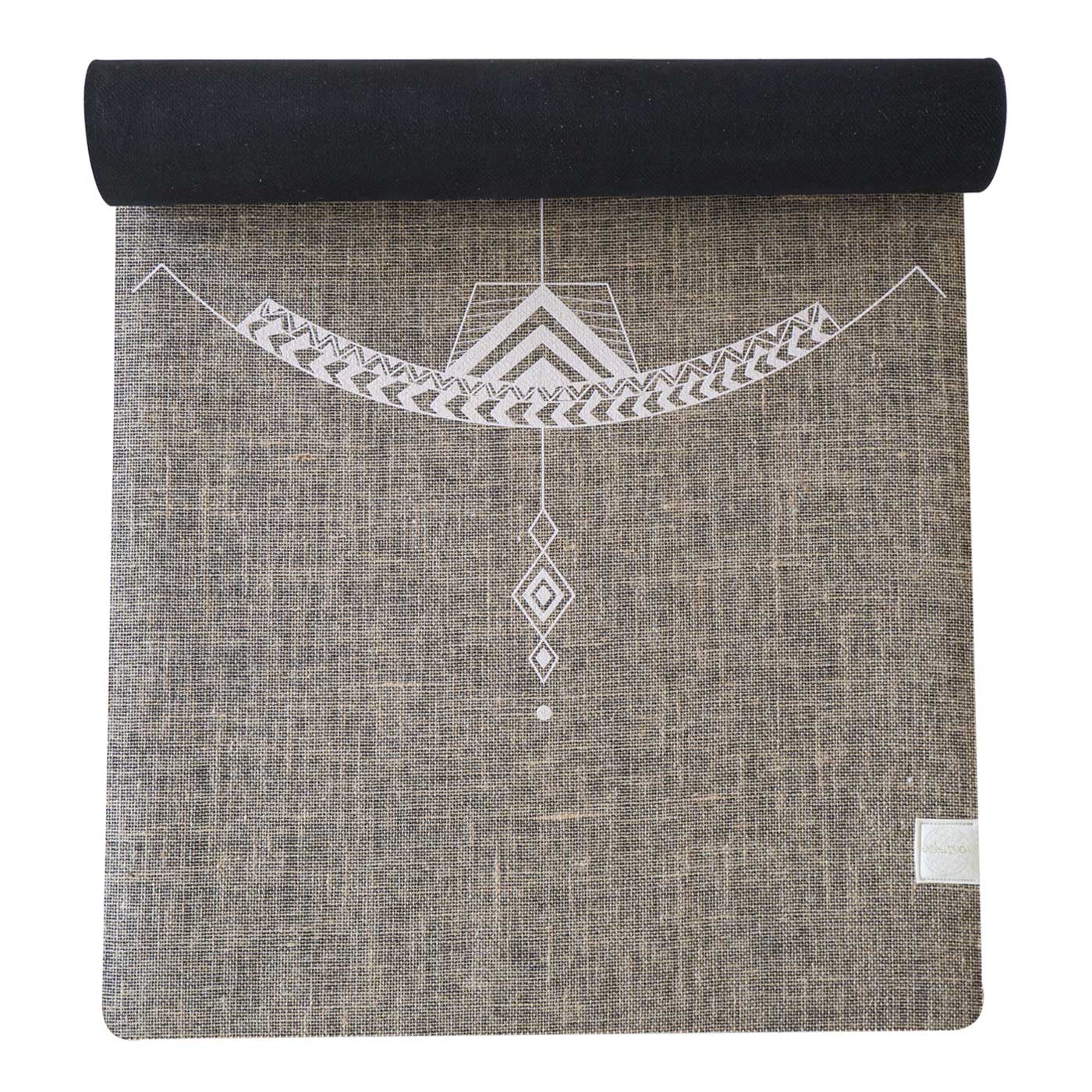 Indiaveda - Vente Tapis de yoga - Tapis de yoga écologique Bow Arrow Moka en jute biologique et caoutchouc naturel1