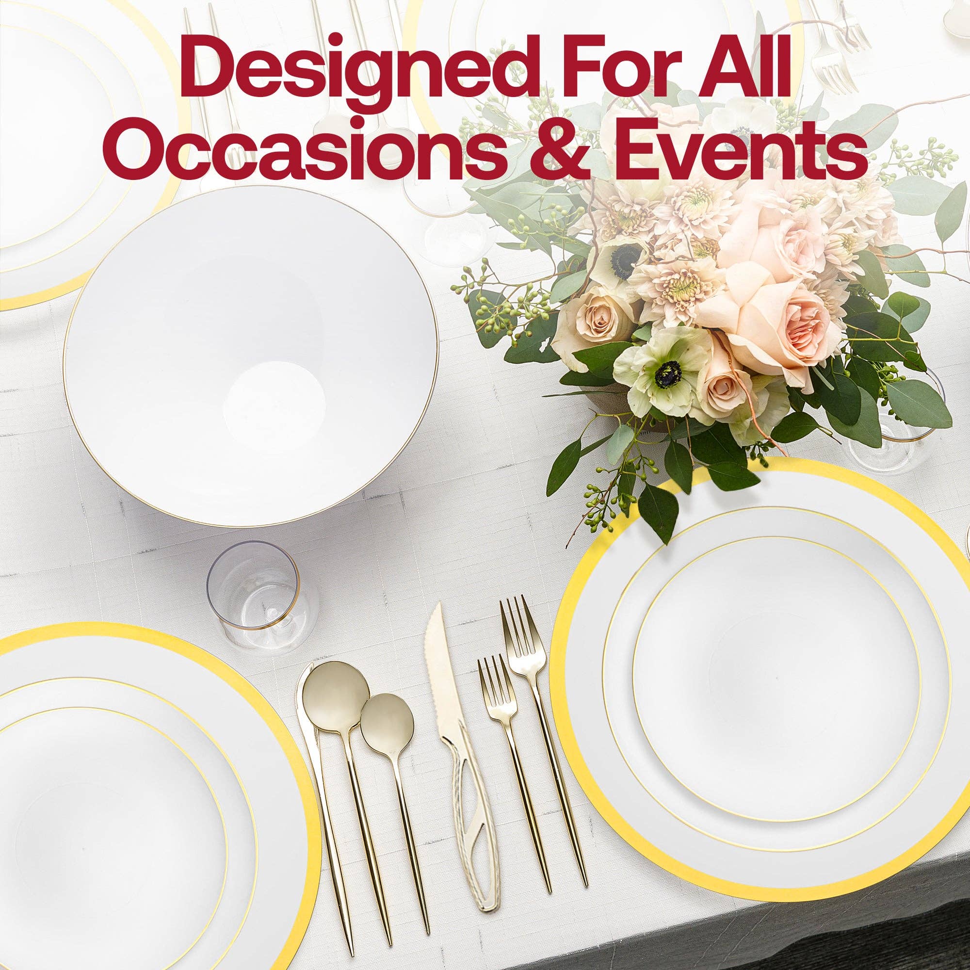 Smarty had a Party - Wholesale Serviesset - Witte met Gouden Maanlicht Ronde Plastic Bruiloft Waardeset4