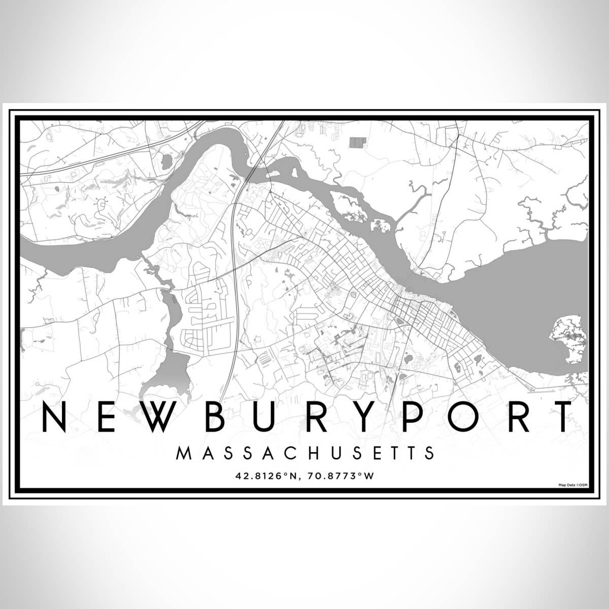 JACE.design – wholesale Art print – Newburyport MA Map Print Classic4