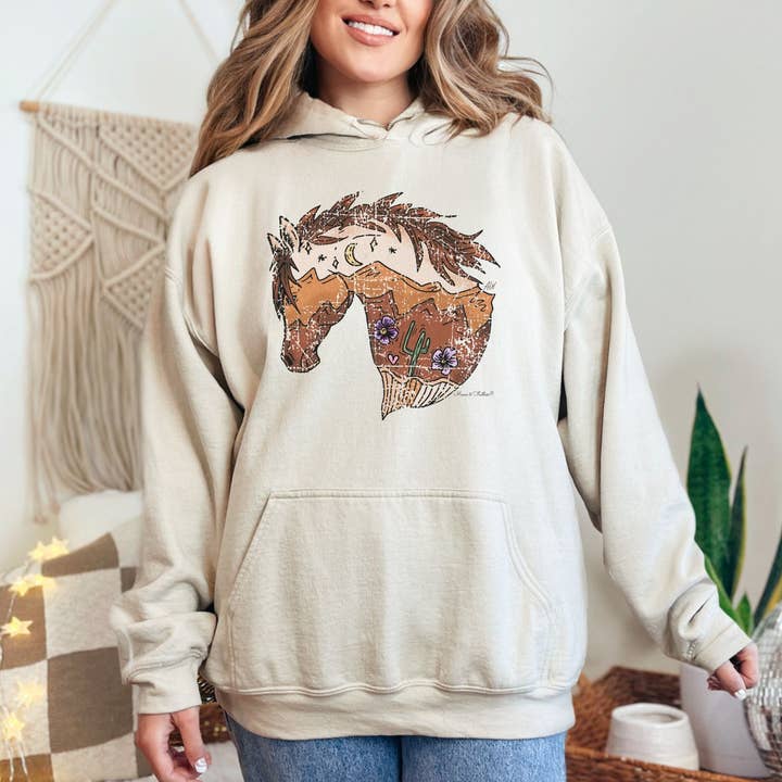 Rustic Pony Hoodie for wholesale by Mane and Feather Western Designs and Boutique