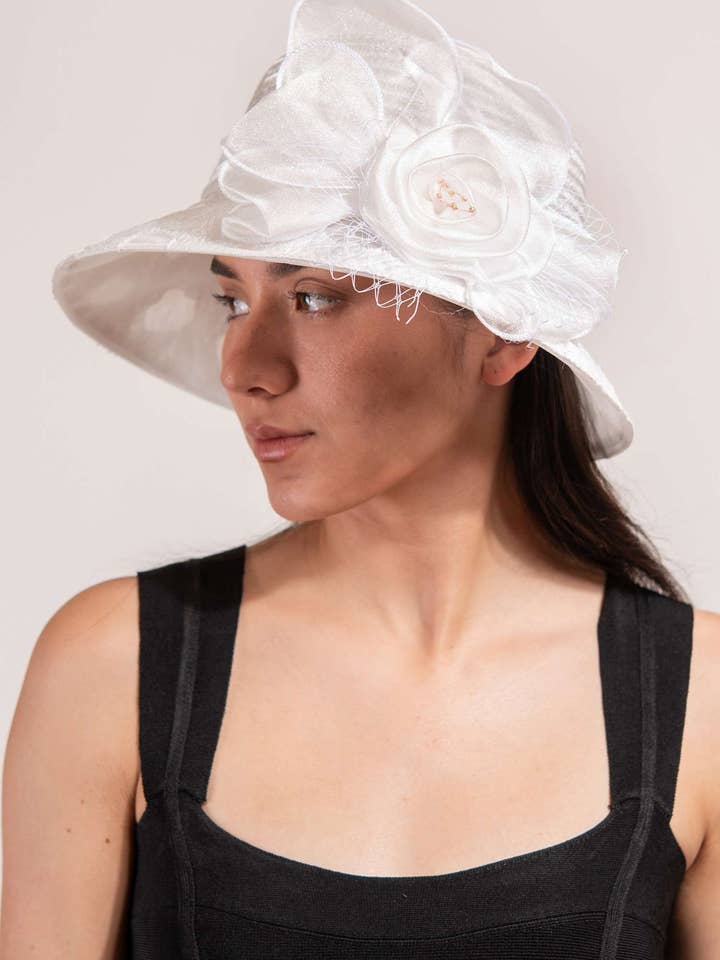 ORGANZA FLORAL CLOCHE HAT HTO2725 for wholesale by anbfashion