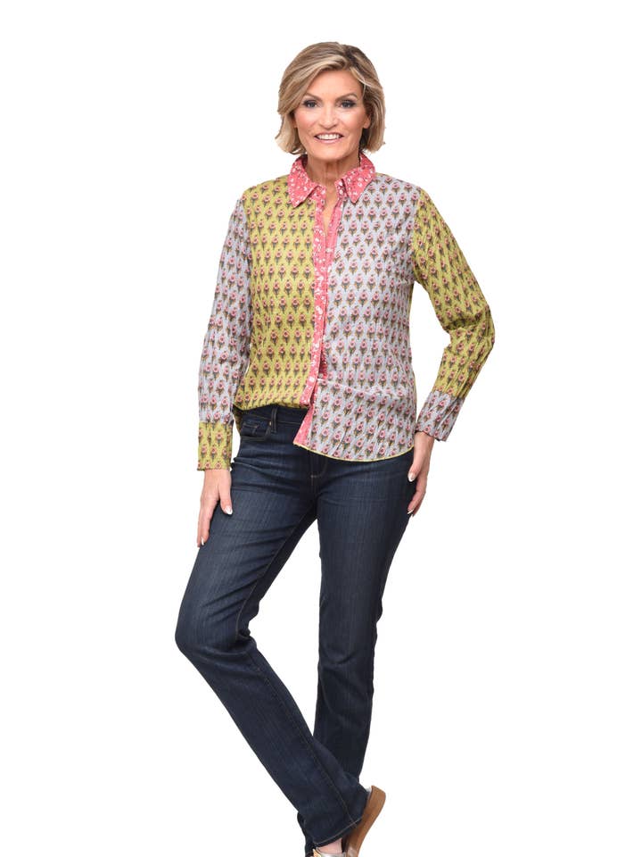 Tulip Clothing - Venta al por mayor Camisa con botones - Mujer - CV1087 Gretchen Abotonado en Giving Tree*0