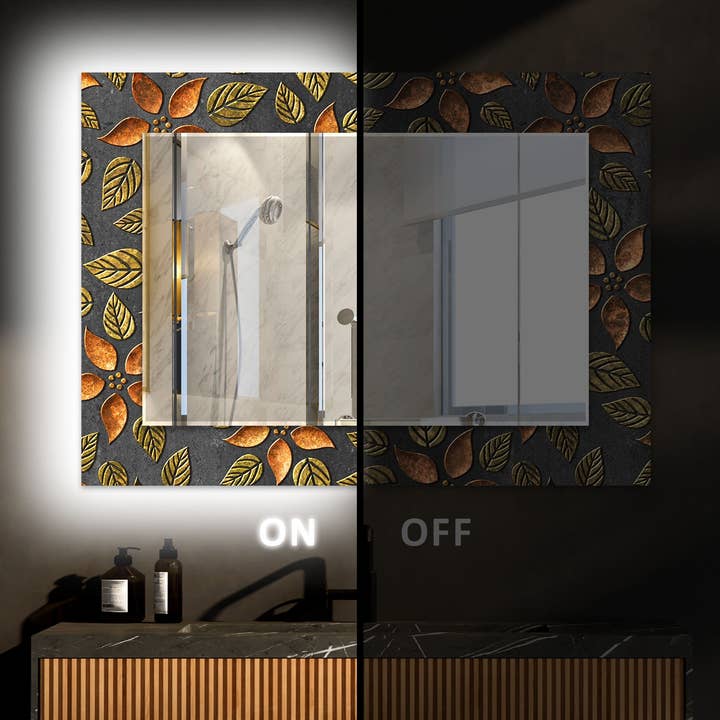 Abstract Tempered Glass Wall Mirror for wholesale by MyPhotostation