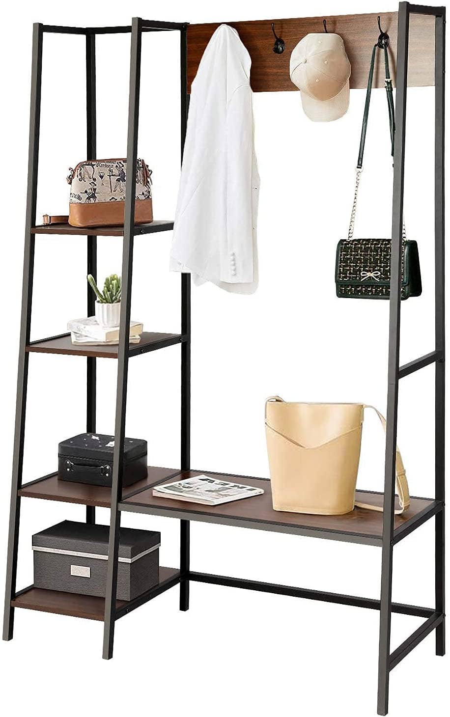 Wholesale Coat Rack Shoe Bench Entryway Hall Tree with 4 Tier