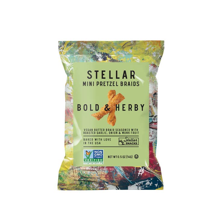 Stellar Snacks - Wholesale Pretzels - Stellar Pretzel Braids- Bold and Herby - 0.5oz (500CT)