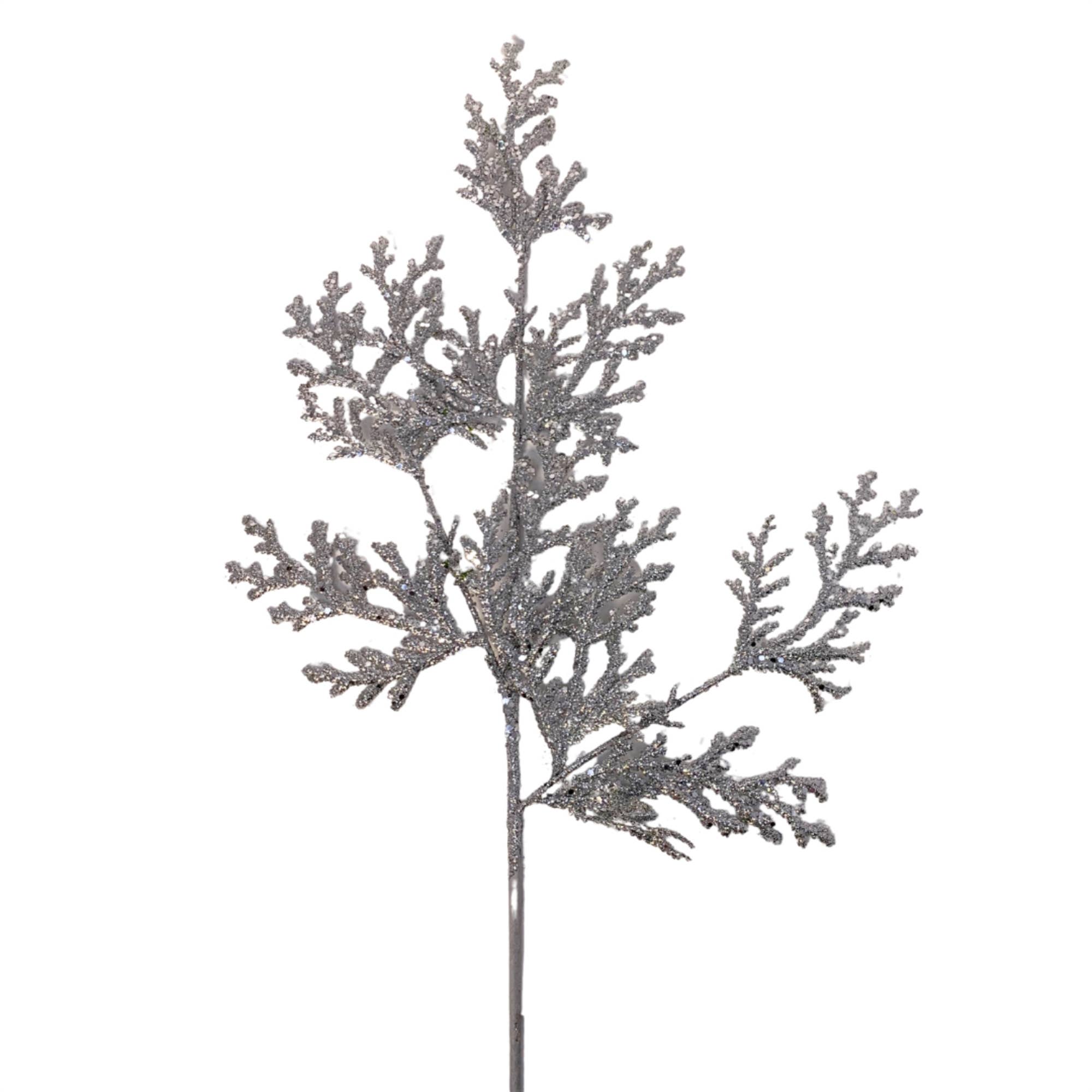 David Christopher's Collection - Wholesale Christmas Decoration - Glitter Lycopodium Spray - Silver 28.5"0