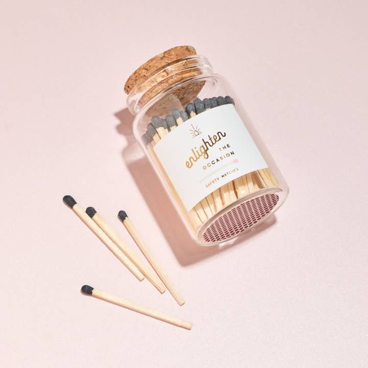 Enlighten the Occasion - Wholesale Matches - Lux Mini Match Corked Vial with Black Matchsticks1