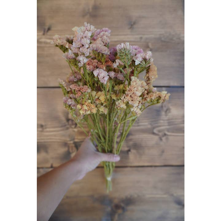 Dried Apricot/Peach Statice Bouquet for wholesale by Gallup Homestead