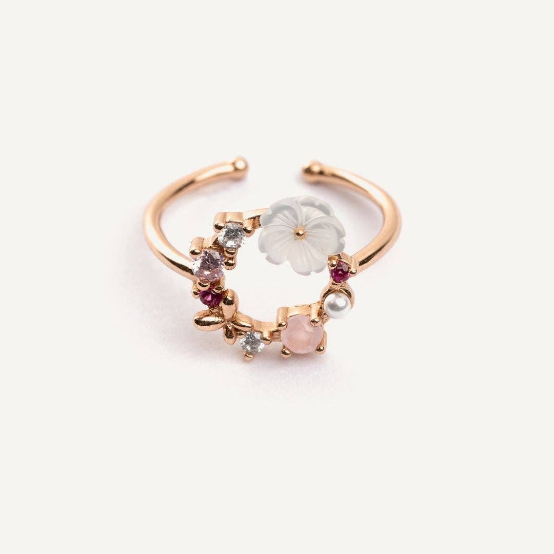 Les Joyaux d'Aure - Venta al por mayor Anillo con gemas - Anillo con flores de color lila