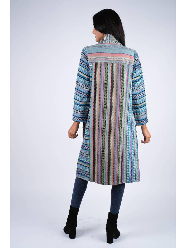 Sacred Threads - Wholesale Jacket - Women's - Blue Batik Patchwork Cotton Cardigan Jacket5